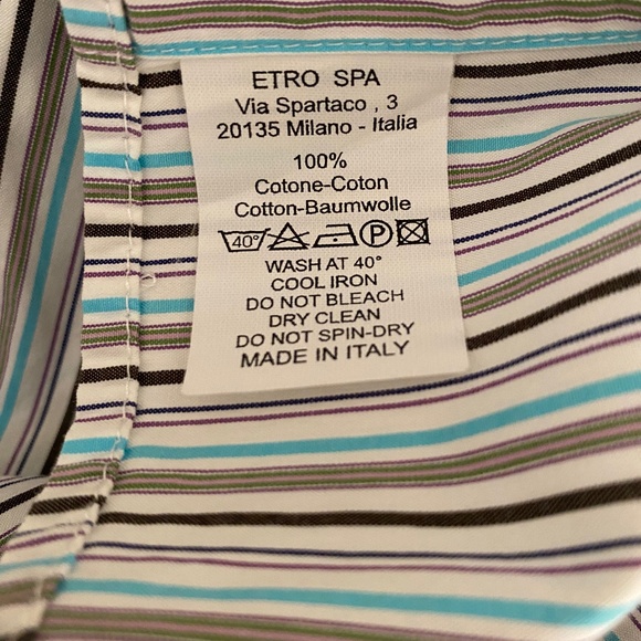 ETRO Men’s Striped Button Down Shirt Sz M or 41 - Picture 7 of 7